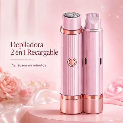 Depiladora 2 en 1 Recargable – Piel Suave en Minutos Sin Cera ni Salón