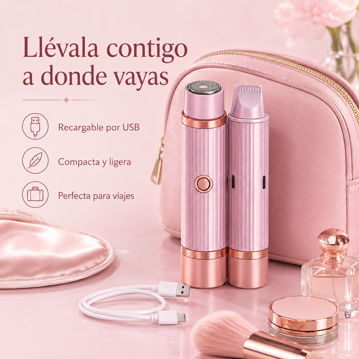 Depiladora 2 en 1 Recargable – Piel Suave en Minutos Sin Cera ni Salón